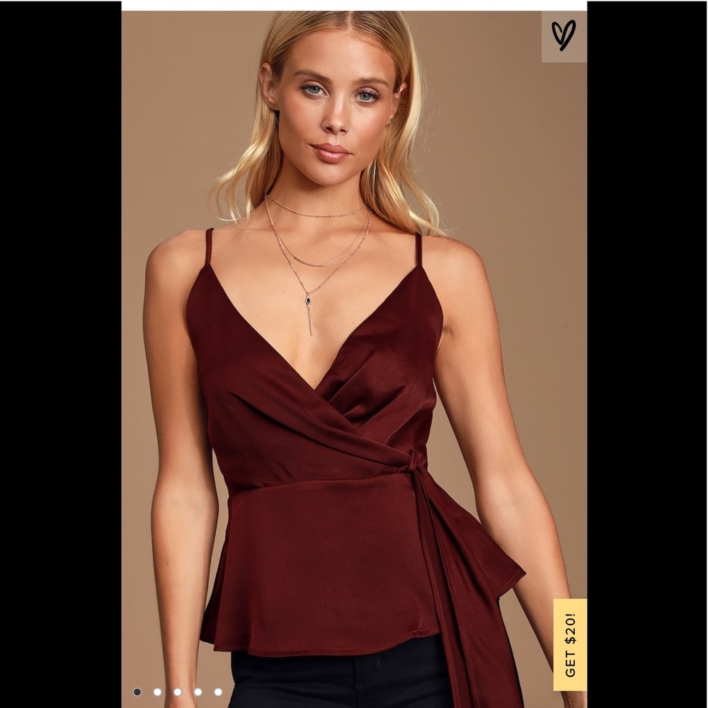 Odessa Burgundy Surplice Tank Top